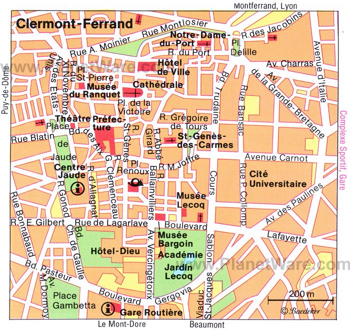Clermont-Ferrand Map - Tourist Attractions